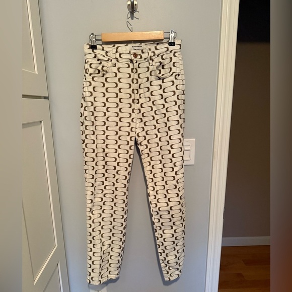Reformation Denim - Reformation Mod High Rise Straight Jeans in the Frequency pattern